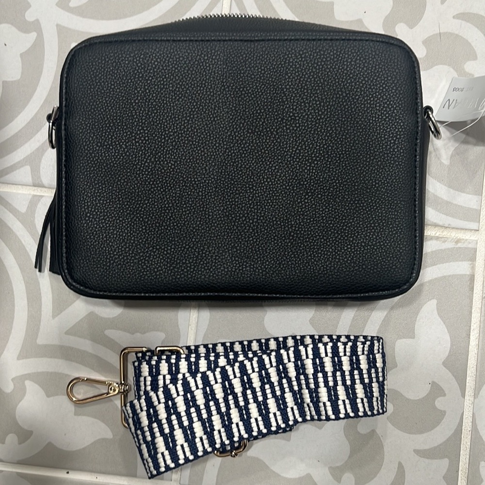 NWT vegan women’s crossbody with zebra strap